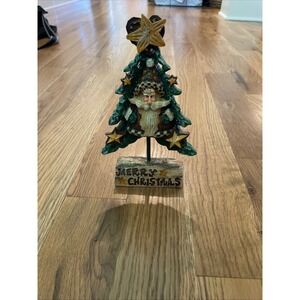 Rustic Santa Claus Christmas Tree Tabletop Decor Merry Christmas Sign Wood